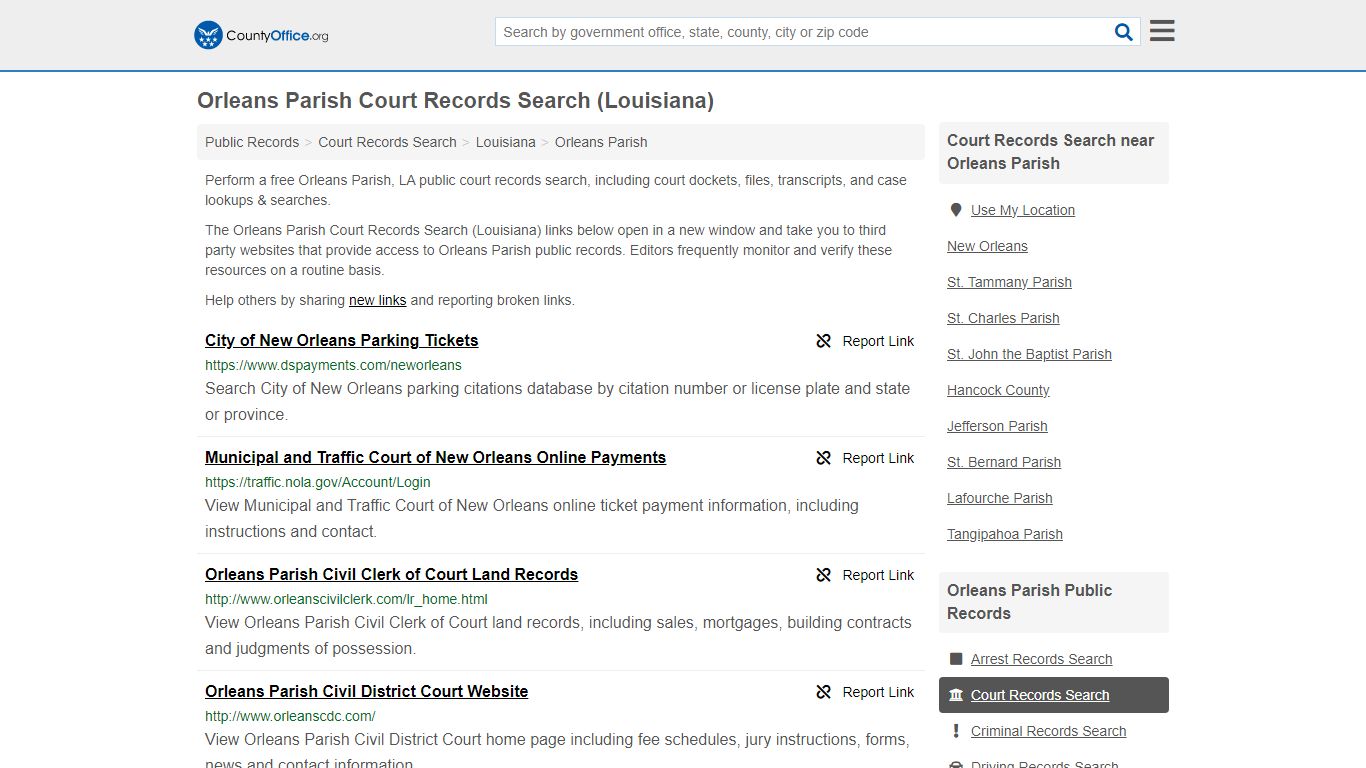 Orleans Parish Court Records Search (Louisiana) - County Office